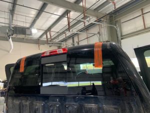 Rear window replacement in a Chevy pickup